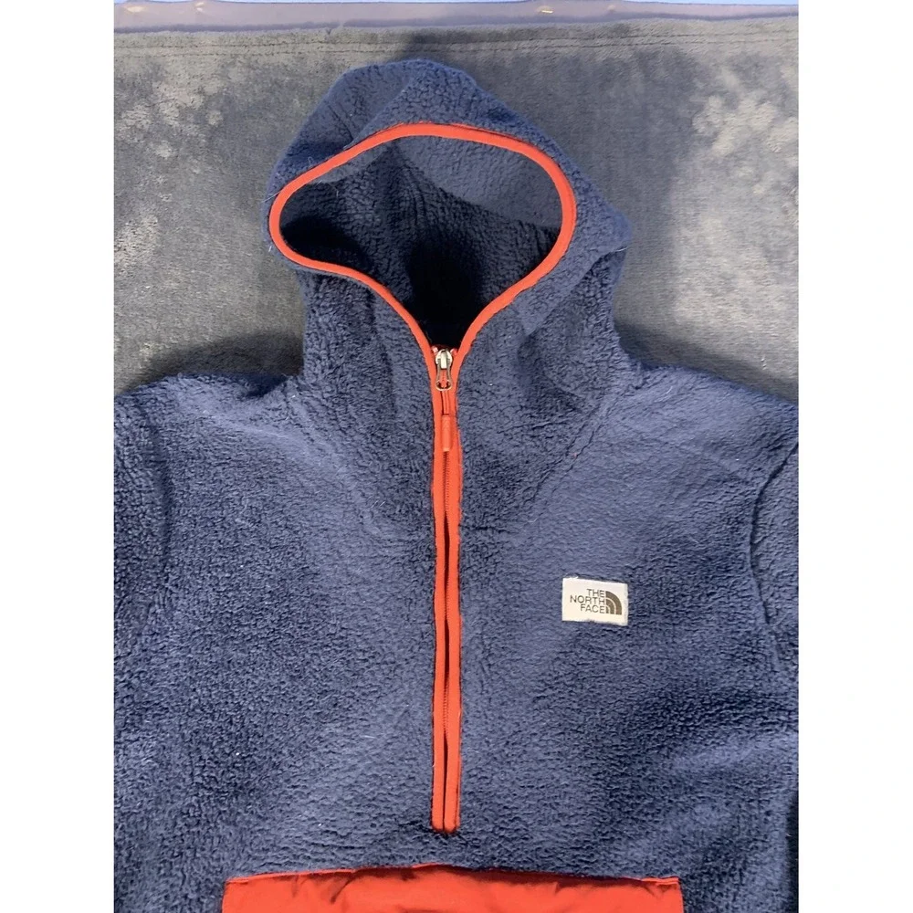 The North Face Campshire Anorak Sherpa Fleece Hoodie Men's Large Navy Blue
